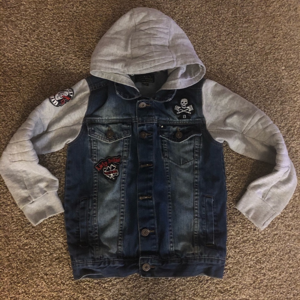 Lucky Brand Denim patch work Jean Jacket SZ S/P